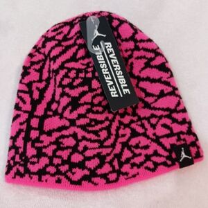 Nike Jordan Youth Reversible Beanie Pink Black Elephant Print Jumpman Hat NWT